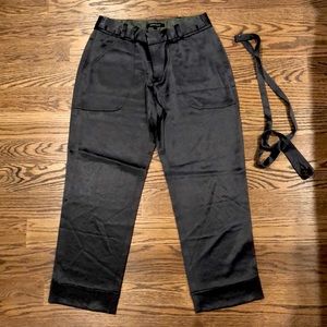 Silk Nanette Lenore cropped trousers olive green sz 2